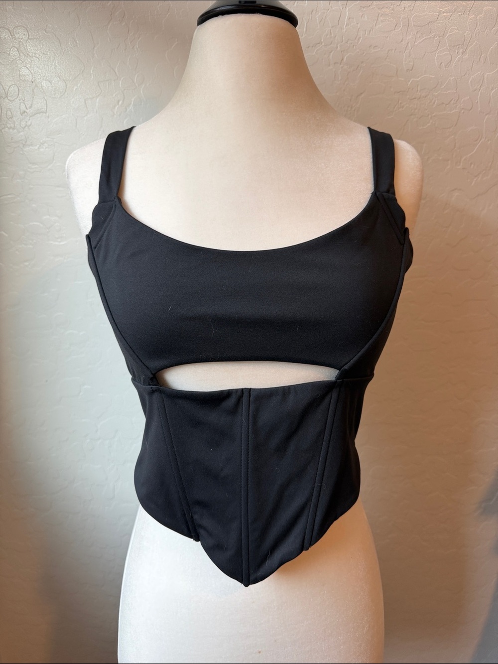 Forever 21 Black Cutout Corset-Style Tank